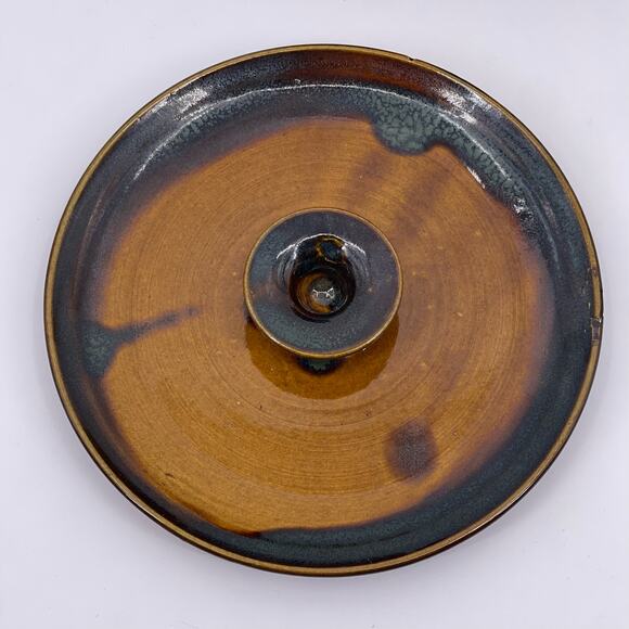 Handmade Bear Pottery Serving Bowl Dish with Lid Brown Drip Highland Wisconsin - Picture 5 of 16